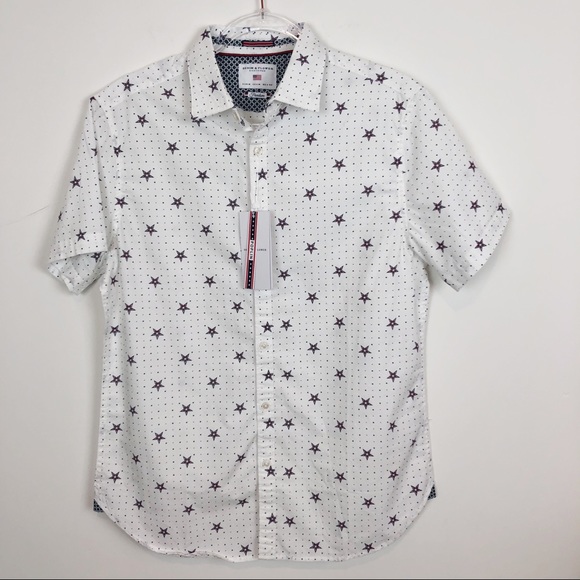 Denim & Flower Other - DENIM & FLOWER WHITE W/ STARS SHORT SLEEVE SHIRT